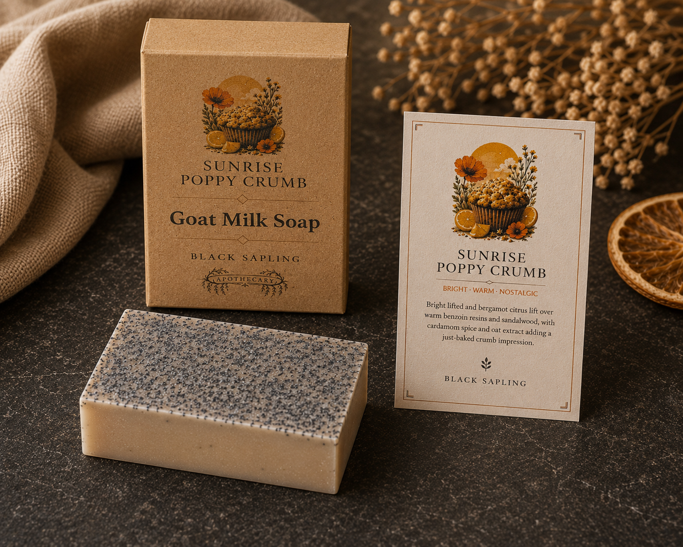 Sunrise Poppy Crumb Goat Milk Soap